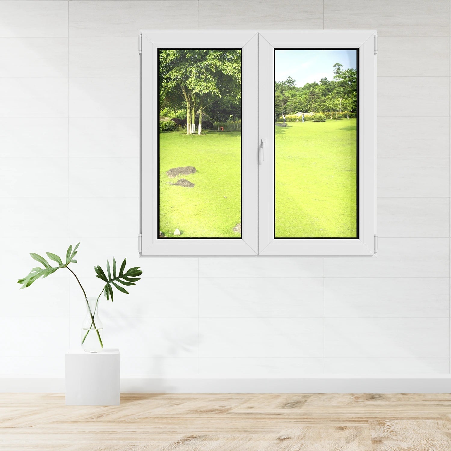 Fenêtre PVC 2 vantaux oscillo-battant blanc H.168 x L.126 cm