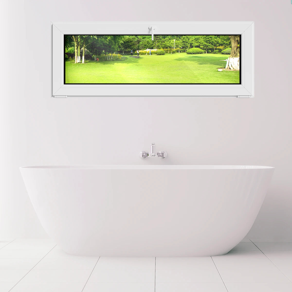 Fenêtre à soufflet / abattant PVC blanc H.48 x L.126 cm 1 vantail