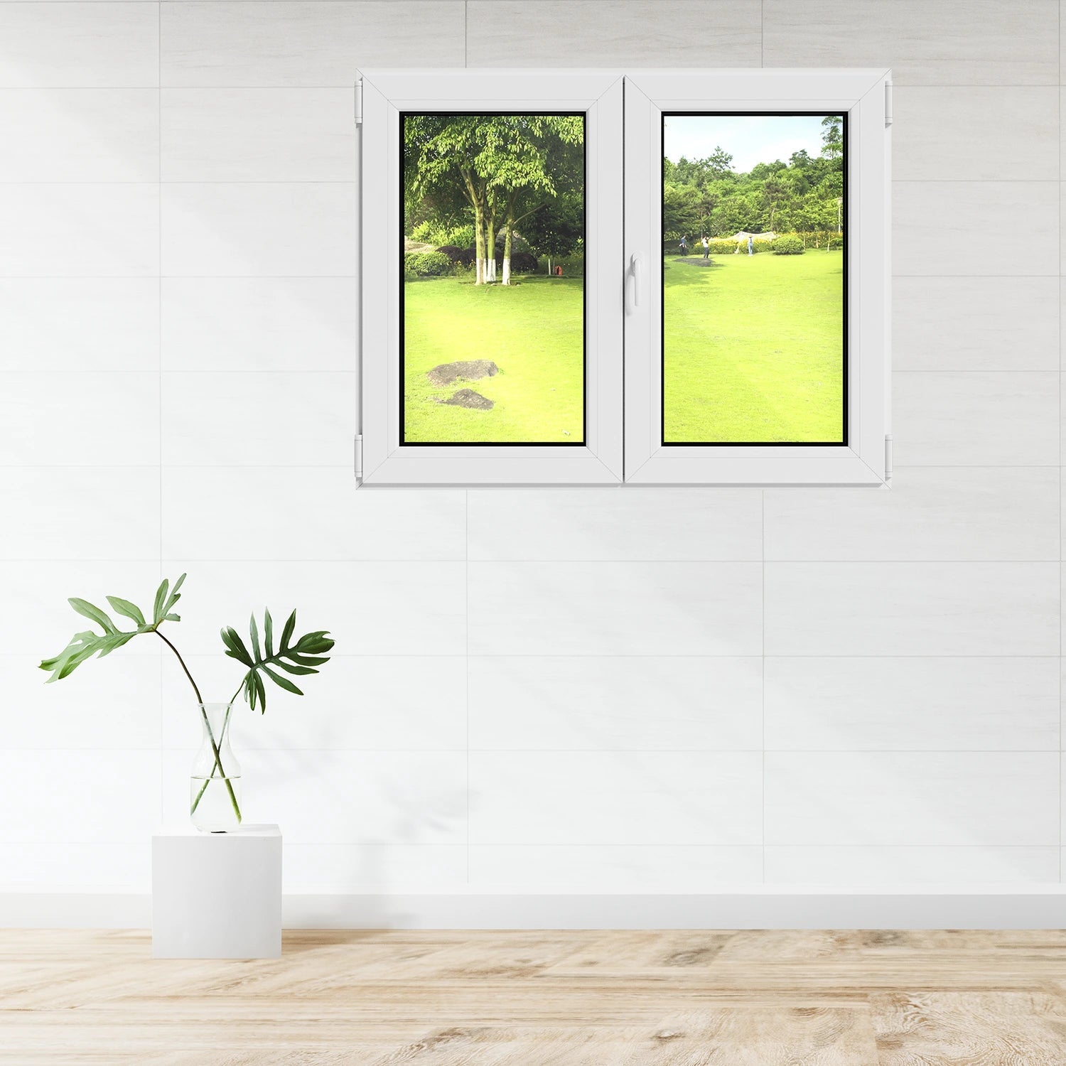 Fenêtre PVC 2 vantaux oscillo-battant blanc H.98 x L.106 cm