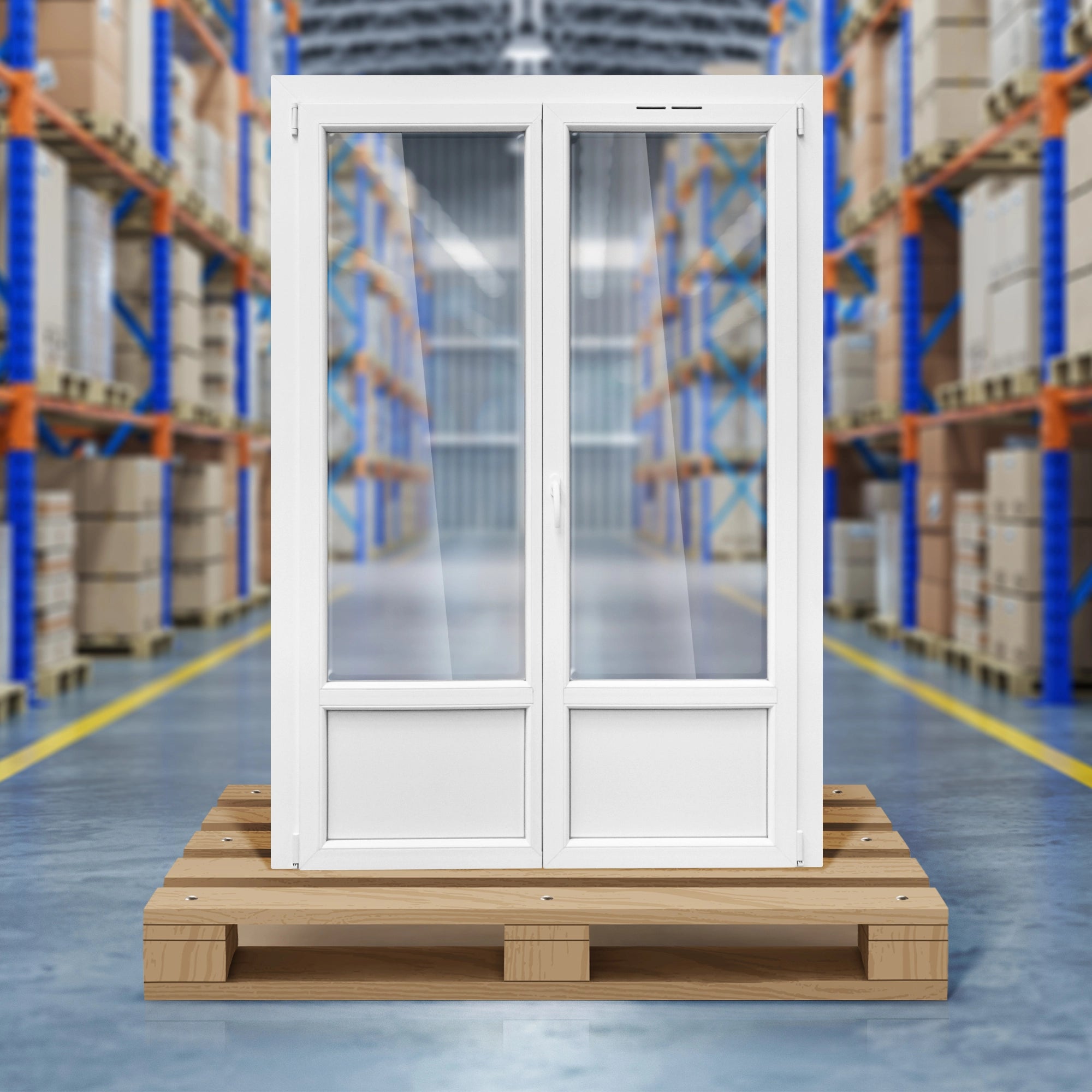 [Déstockage] Porte-fenêtre PVC 2 vantaux - oscillo-battant 222,5X148 cm
