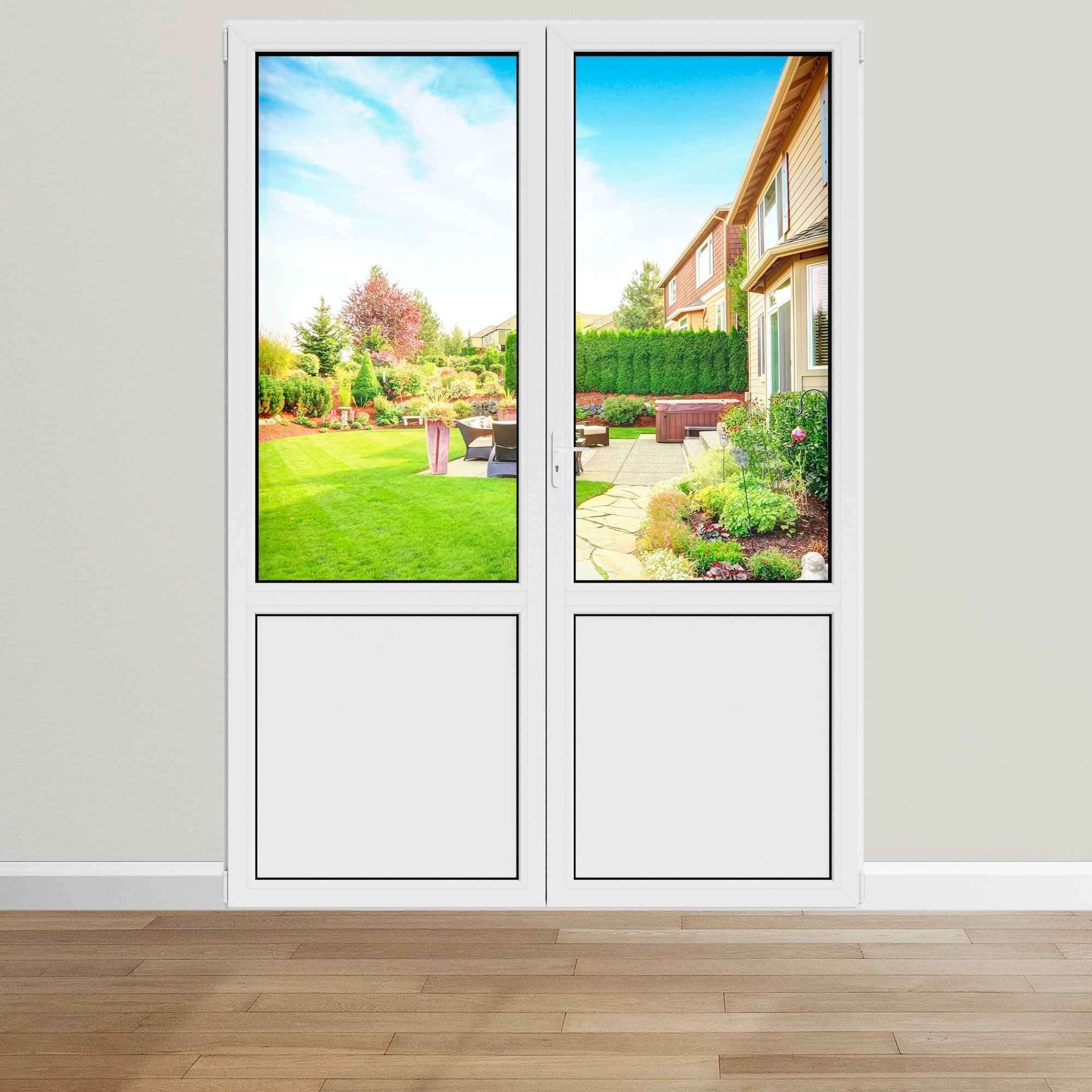 Porte fenêtre PVC 2 vantaux blanc H 218 x L 146 cm