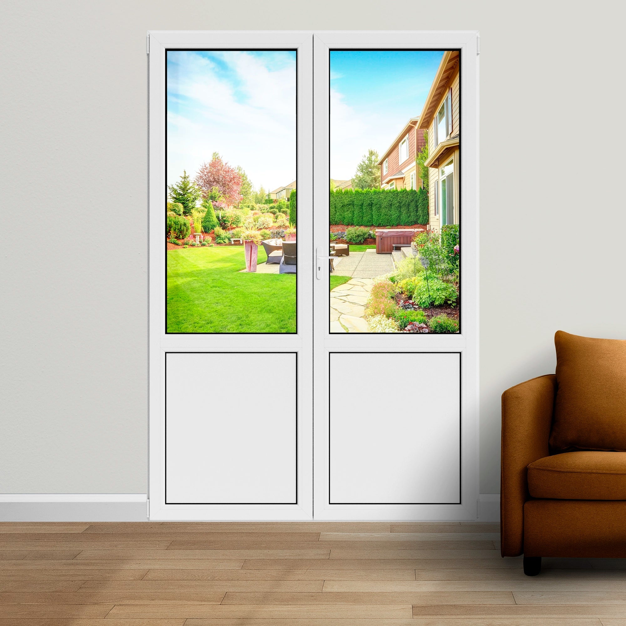 Porte fenêtre PVC 2 vantaux blanc H 208 x L 126 cm
