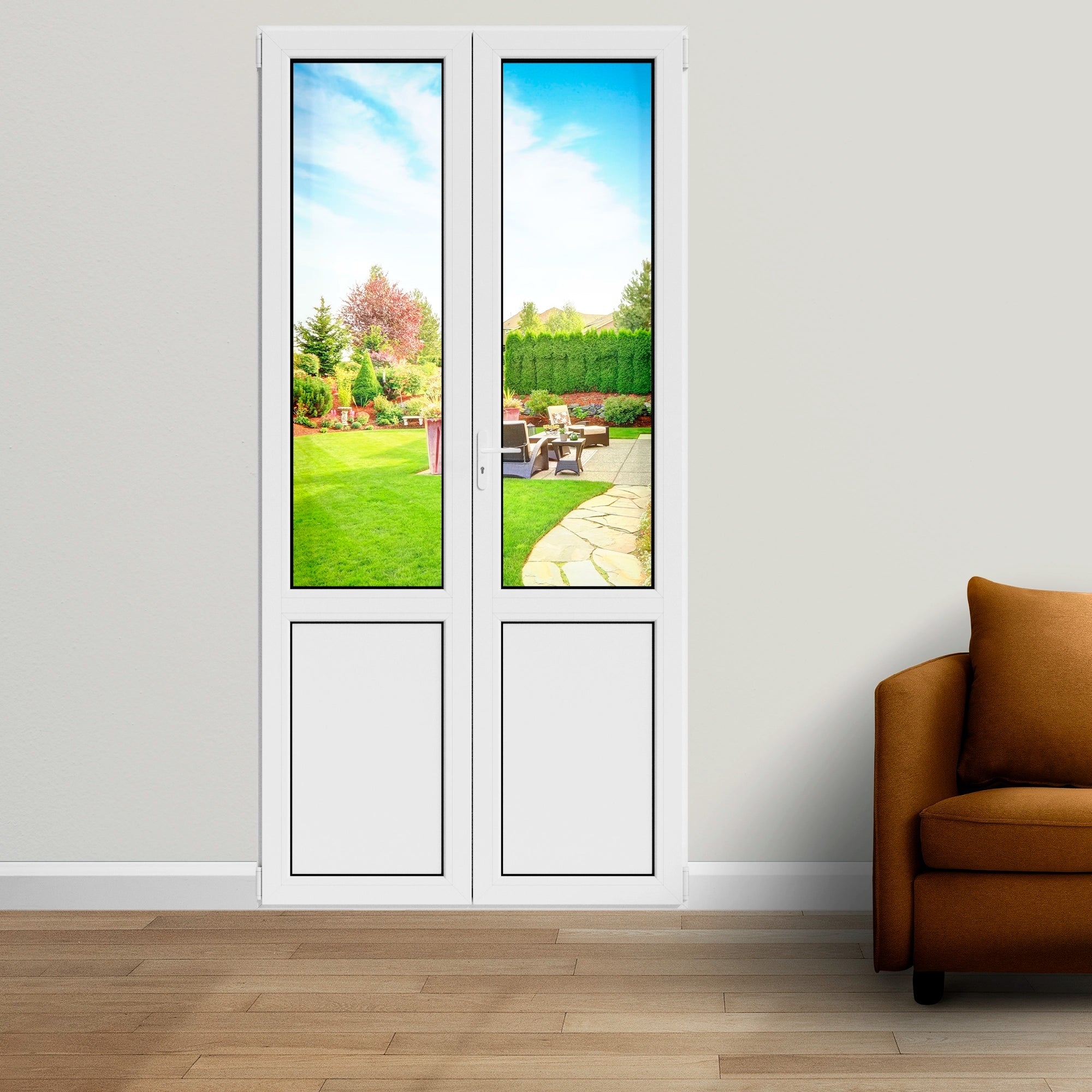 Porte fenêtre PVC 2 vantaux blanc H 208 x L 106 cm