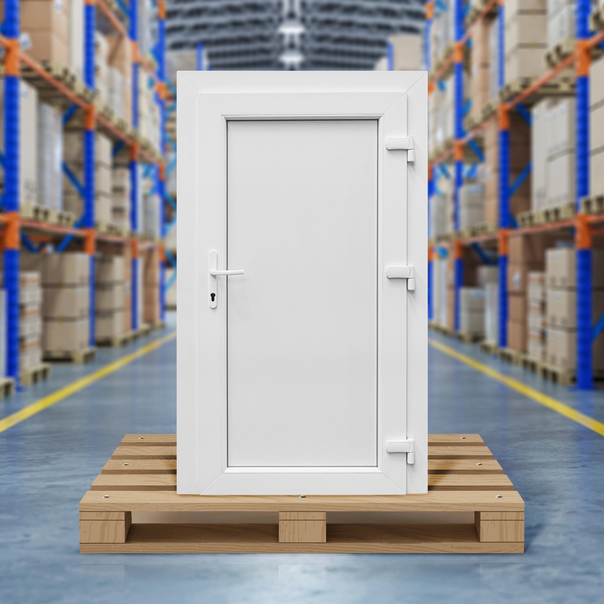 [Déstockage] Porte de service pleine PVC 162X83,5 cm - tirant droite